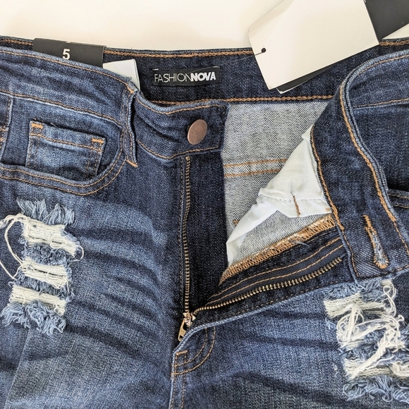 Fashion Nova High Waisted Bell Bottom Distressed Jeans - Picture 3 of 5